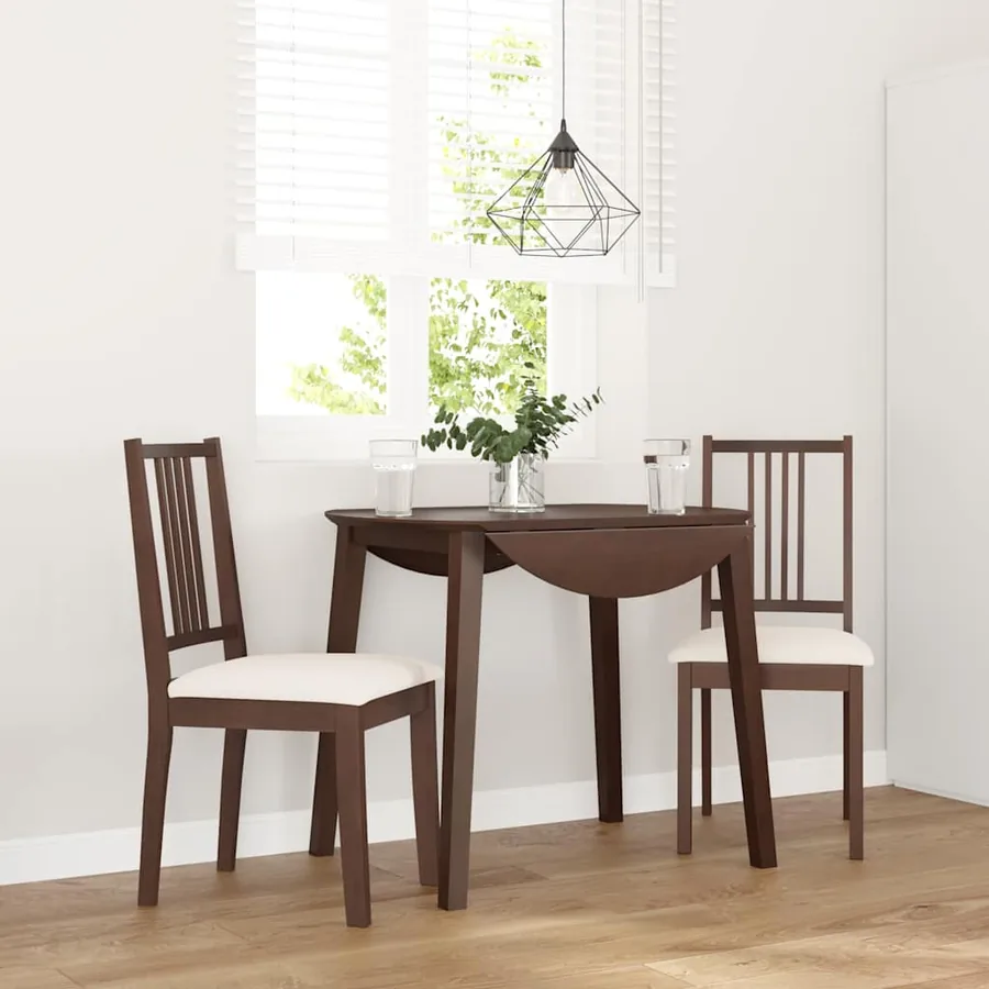Chaises à manger coussins 2 pcs marron bois massif caoutchouc