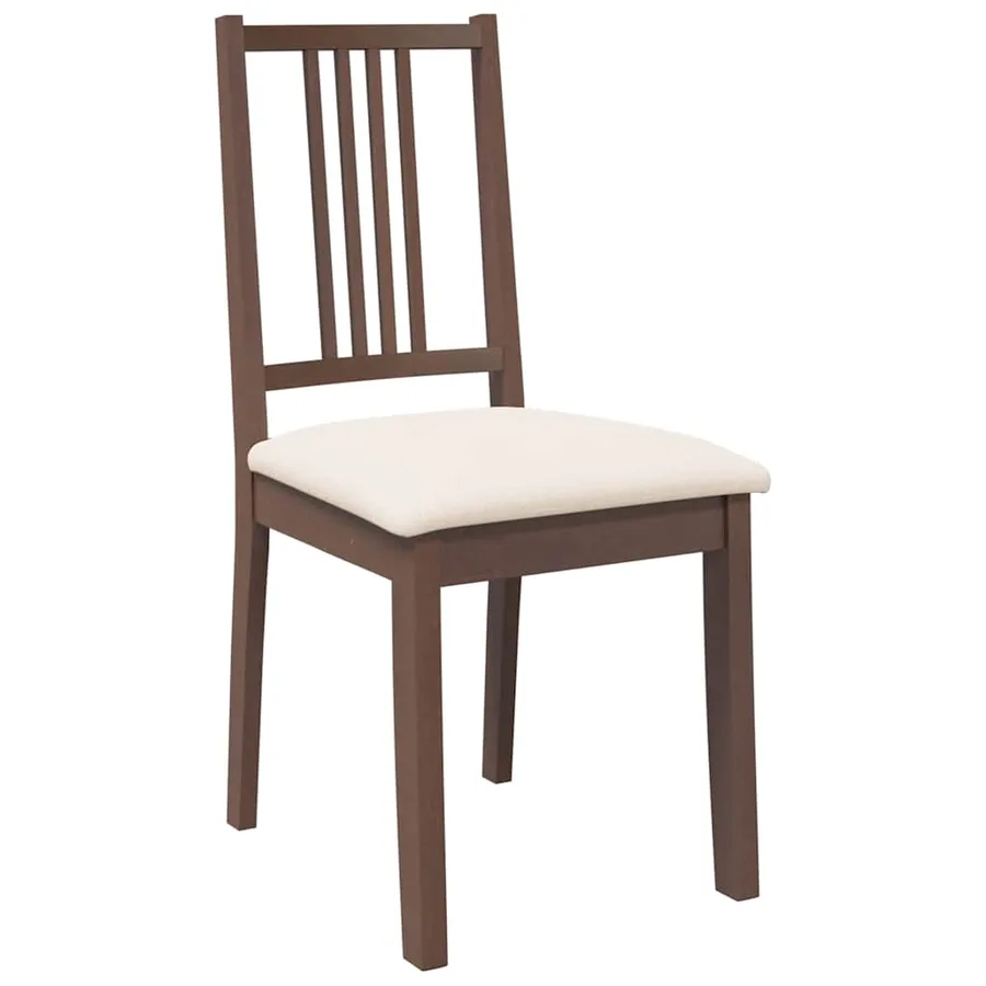 Chaises à manger coussins 2 pcs marron bois massif caoutchouc - 4