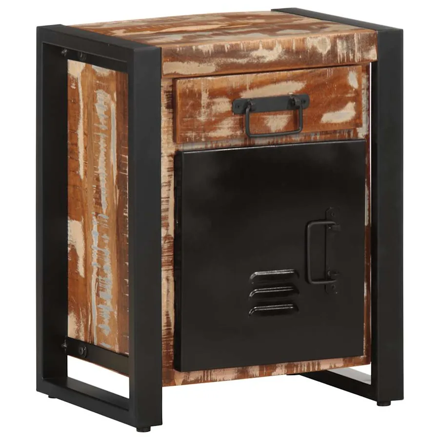 Table de chevet multicolore 40x30x50 cm bois de récupération - 2