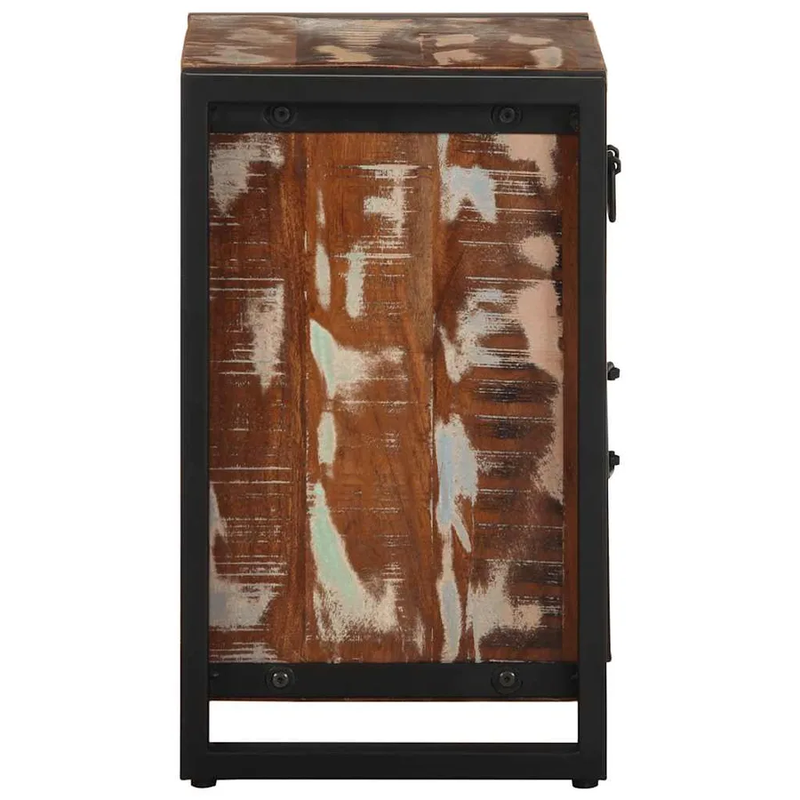 Table de chevet multicolore 40x30x50 cm bois de récupération - 5