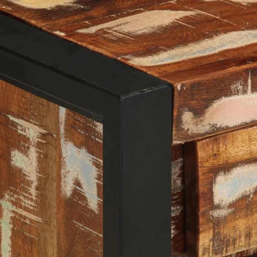 Table de chevet multicolore 40x30x50 cm bois de récupération - 7