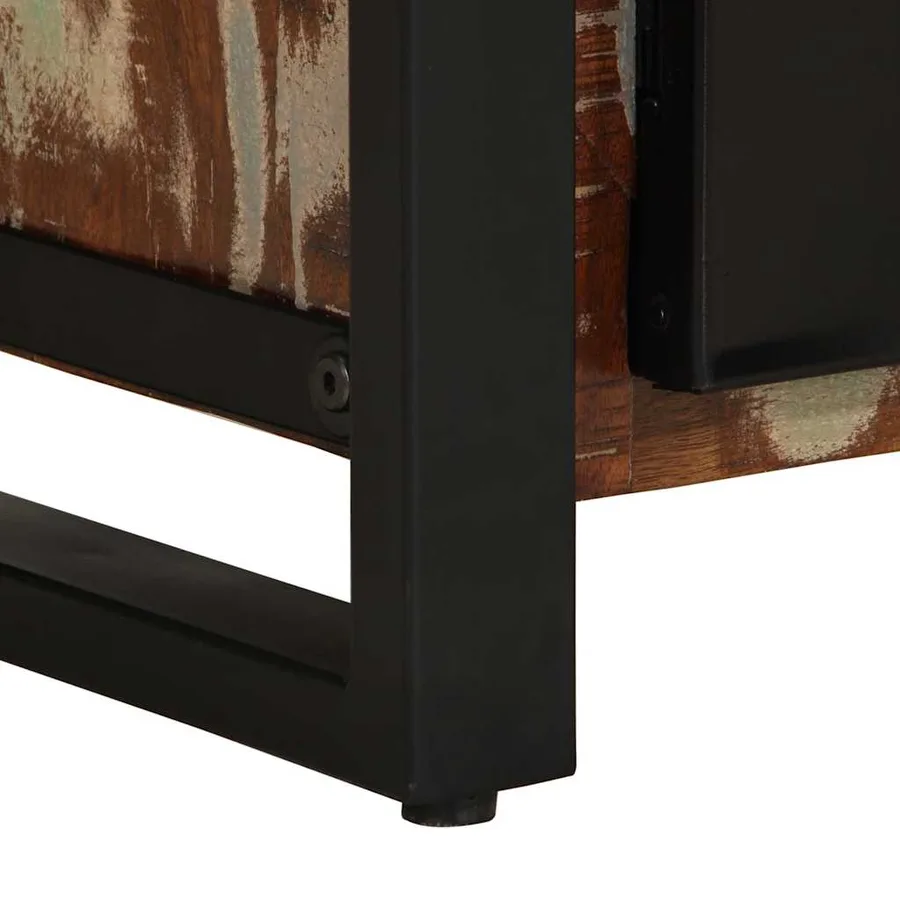 Table de chevet multicolore 40x30x50 cm bois de récupération - 9
