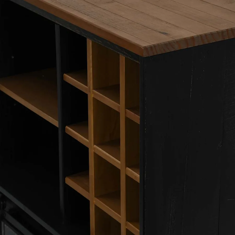 Armoire à vin HALDEN casiers à vin porte coulissante noir pin - 7