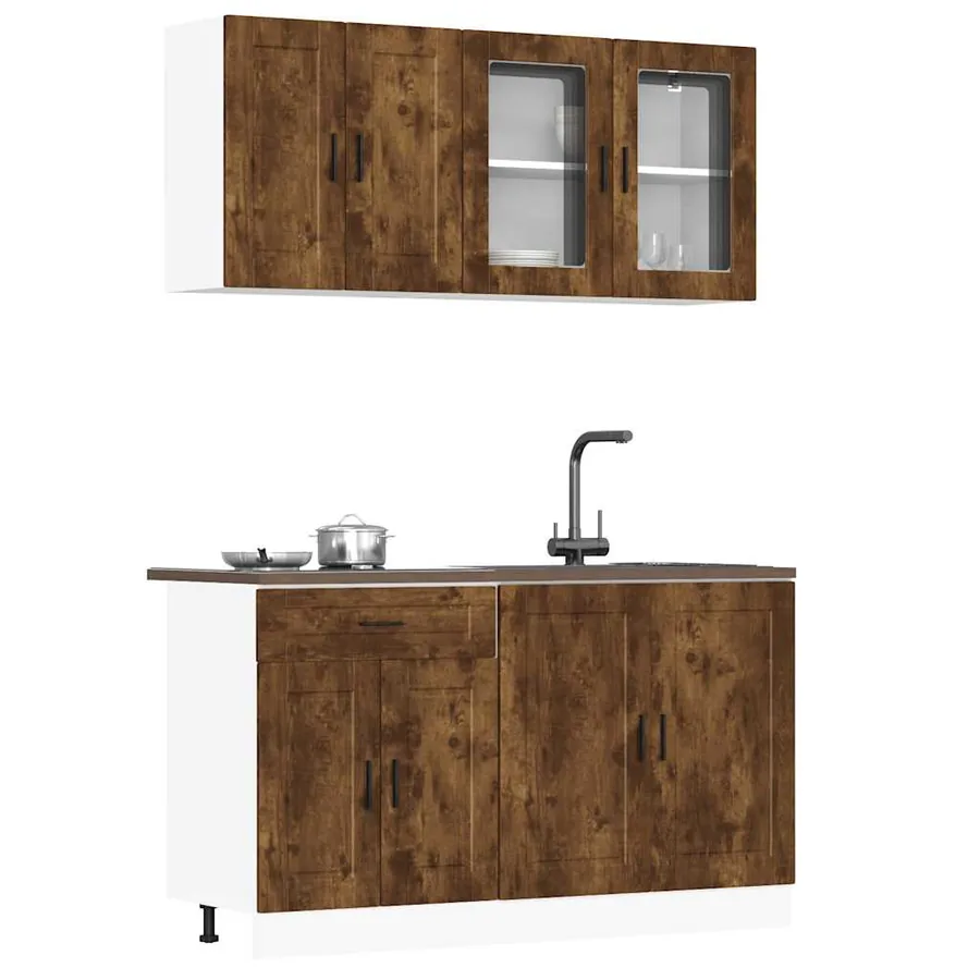 Ensemble de 4 meubles de cuisine en chêne fumé "Porto"