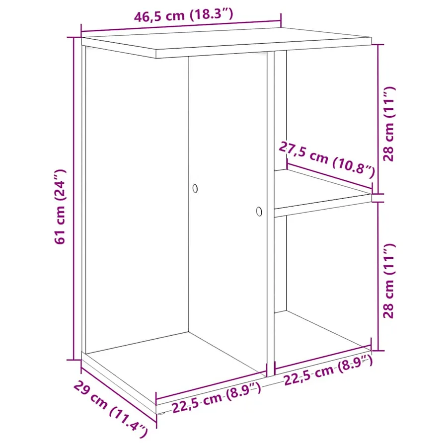 Table de chevet chêne noir 46,5x29x61 cm bois d’ingénierie - 10