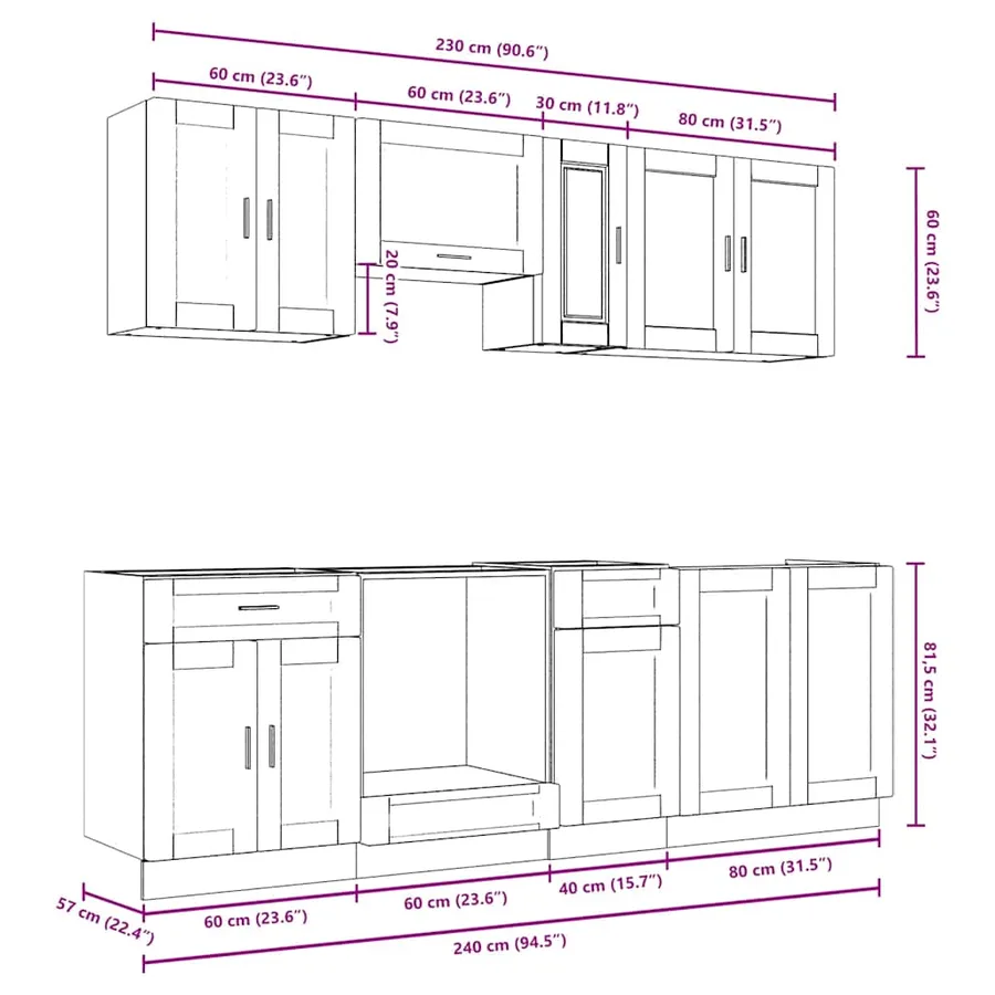 Ensemble d'armoires de cuisine 8 pcs Kalmar bois d'ingénierie - 9
