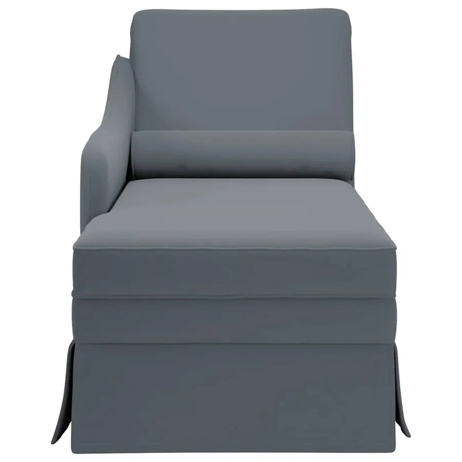 Fauteuil long et traversin accoudoir droit gris foncé velours - 4