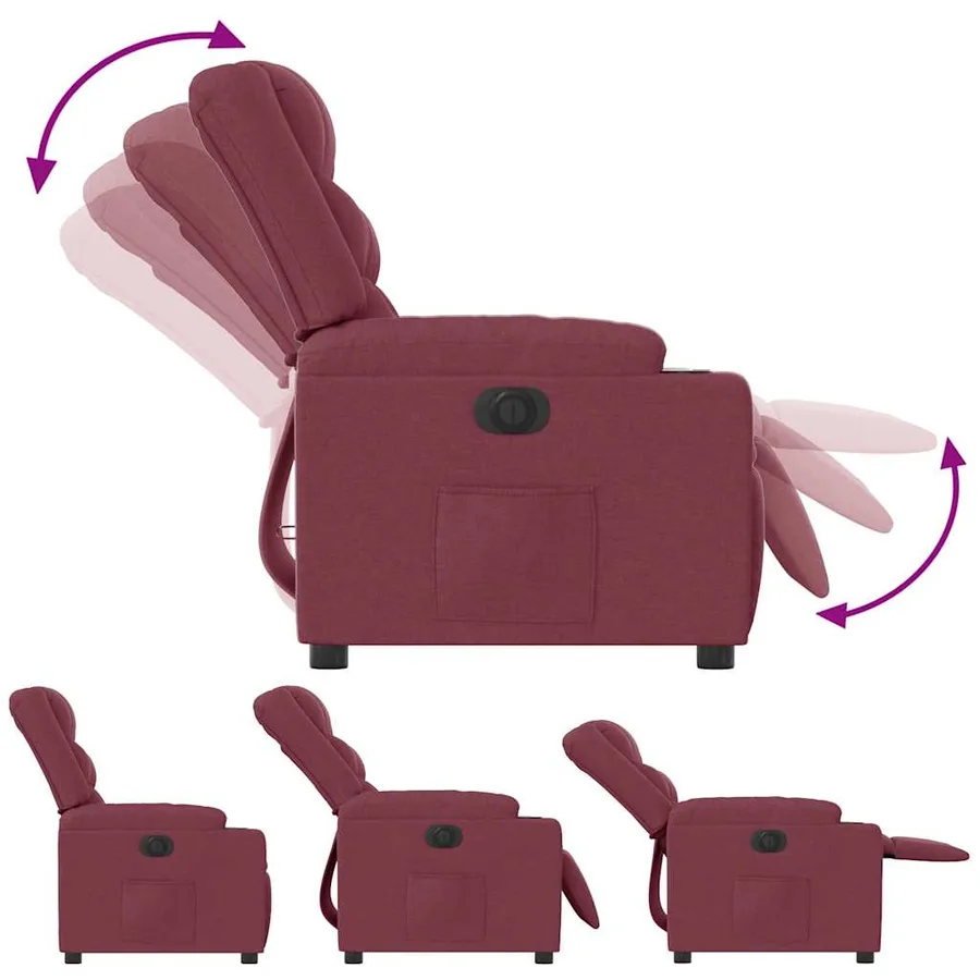 Fauteuil inclinable électrique Rouge bordeaux Tissu - 10