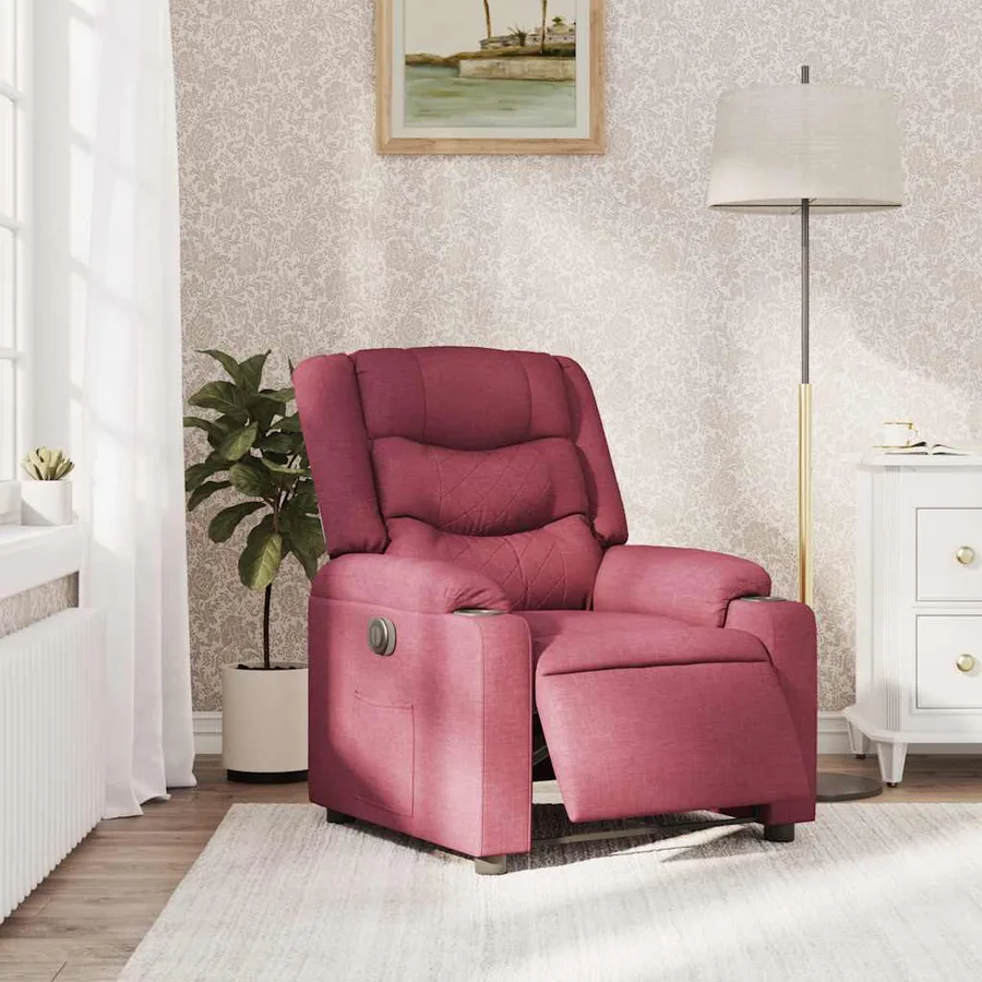 Fauteuil inclinable électrique Rouge bordeaux Tissu - 2