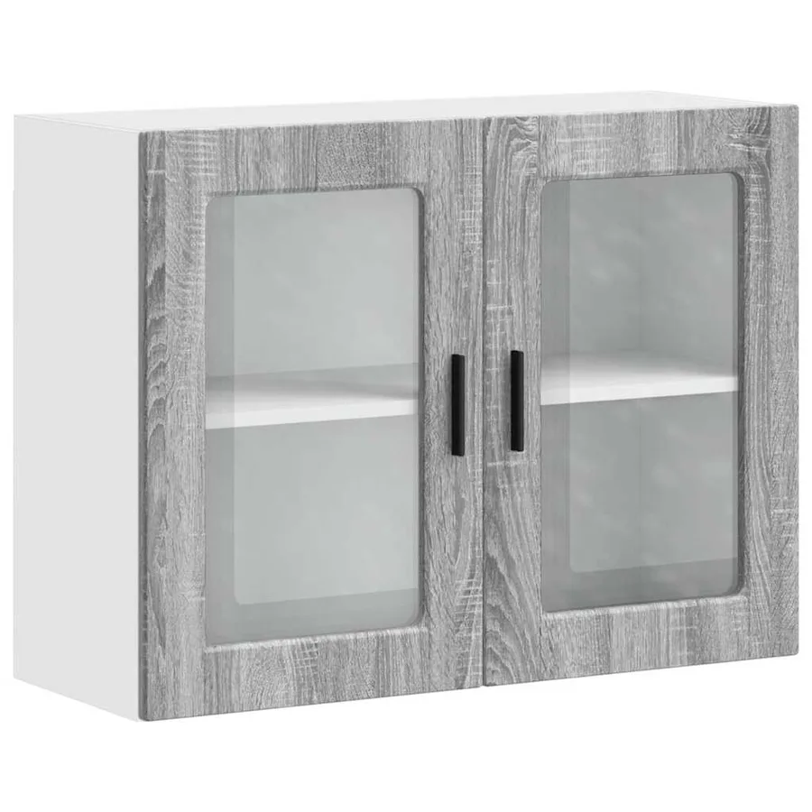 Armoire murale de cuisine avec porte en verre Porto sonoma gris - 2