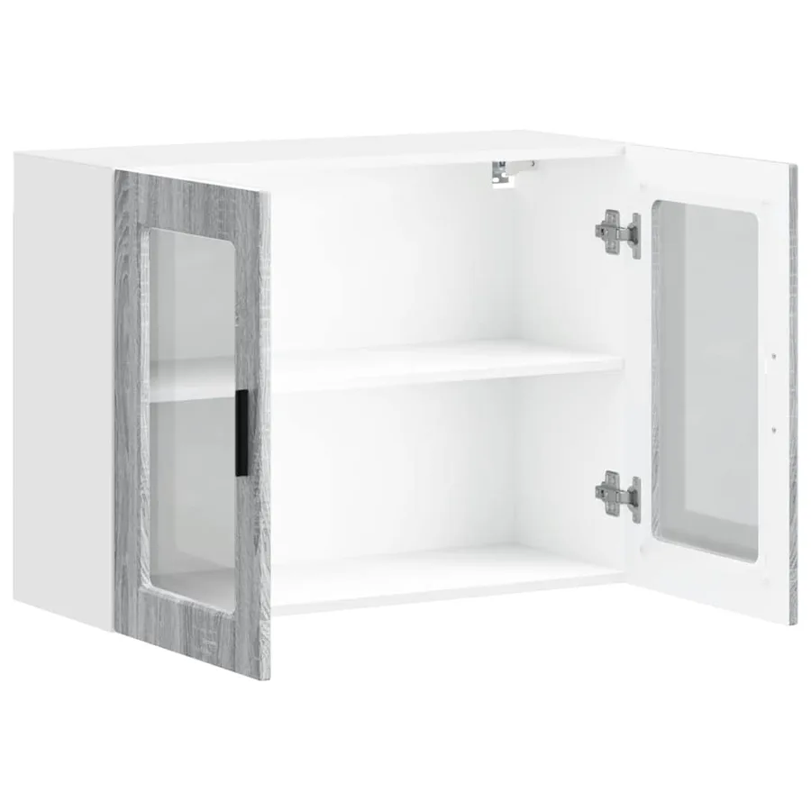 Armoire murale de cuisine avec porte en verre Porto sonoma gris - 7