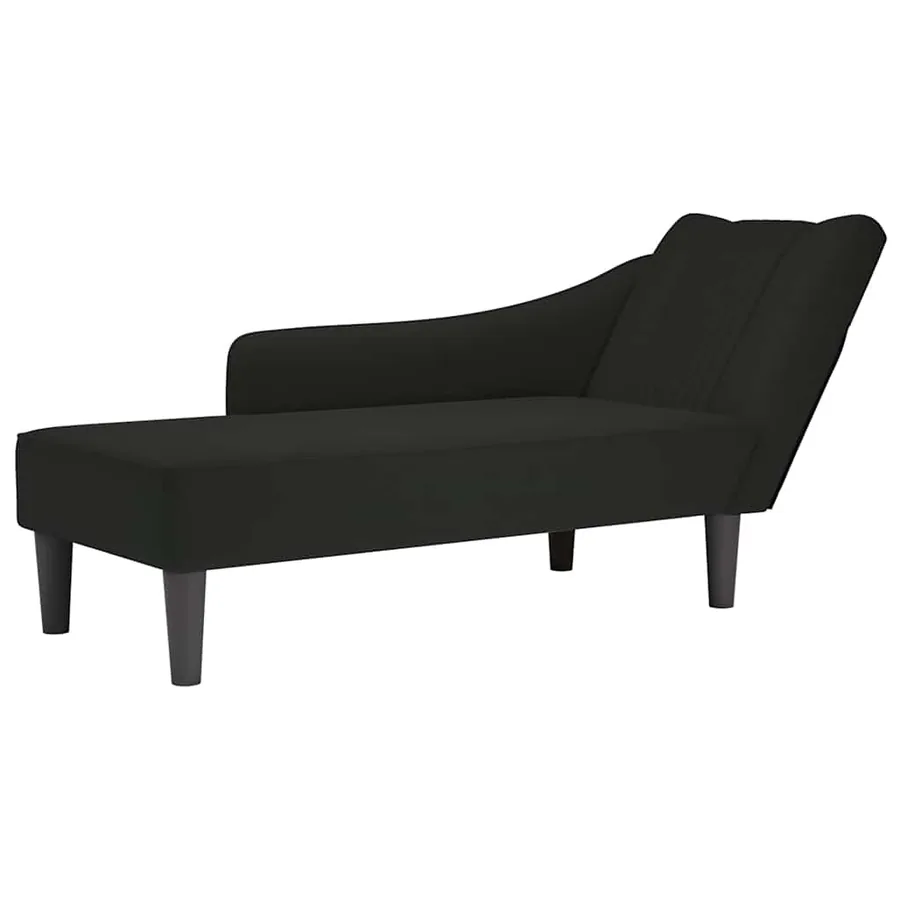 Fauteuil long avec accoudoir droit noir velours