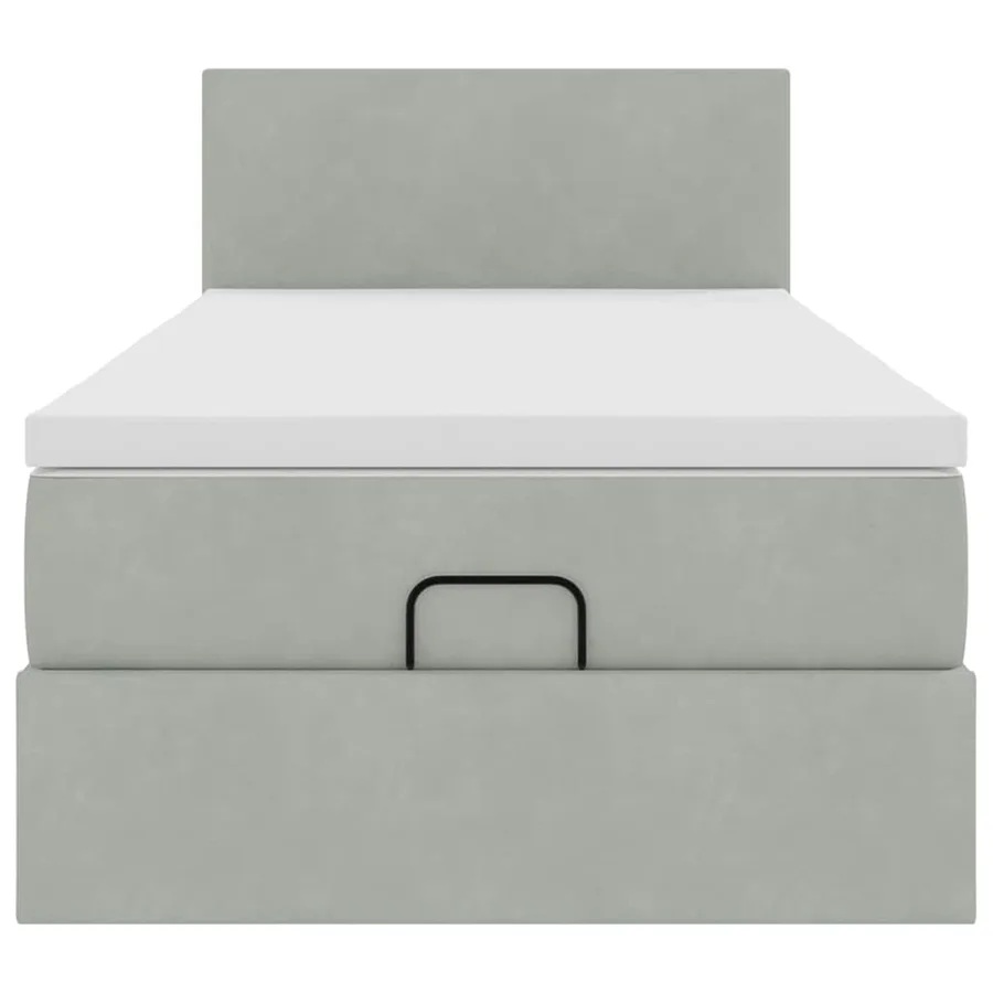 Cadre de lit ottoman et matelas gris clair 100x200 cm velours - 7
