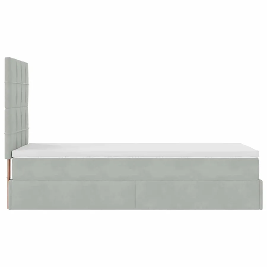 Cadre de lit ottoman et matelas gris clair 100x200 cm velours - 8