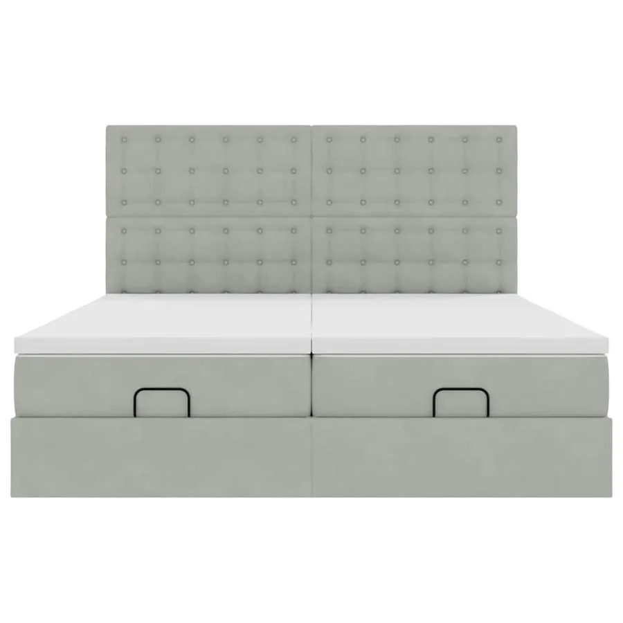 Cadre de lit ottoman avec matelas gris clair 200x200 cm velours - 8