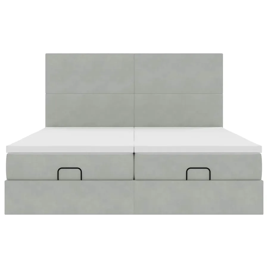 Cadre de lit ottoman avec matelas gris clair 200x200 cm velours - 8