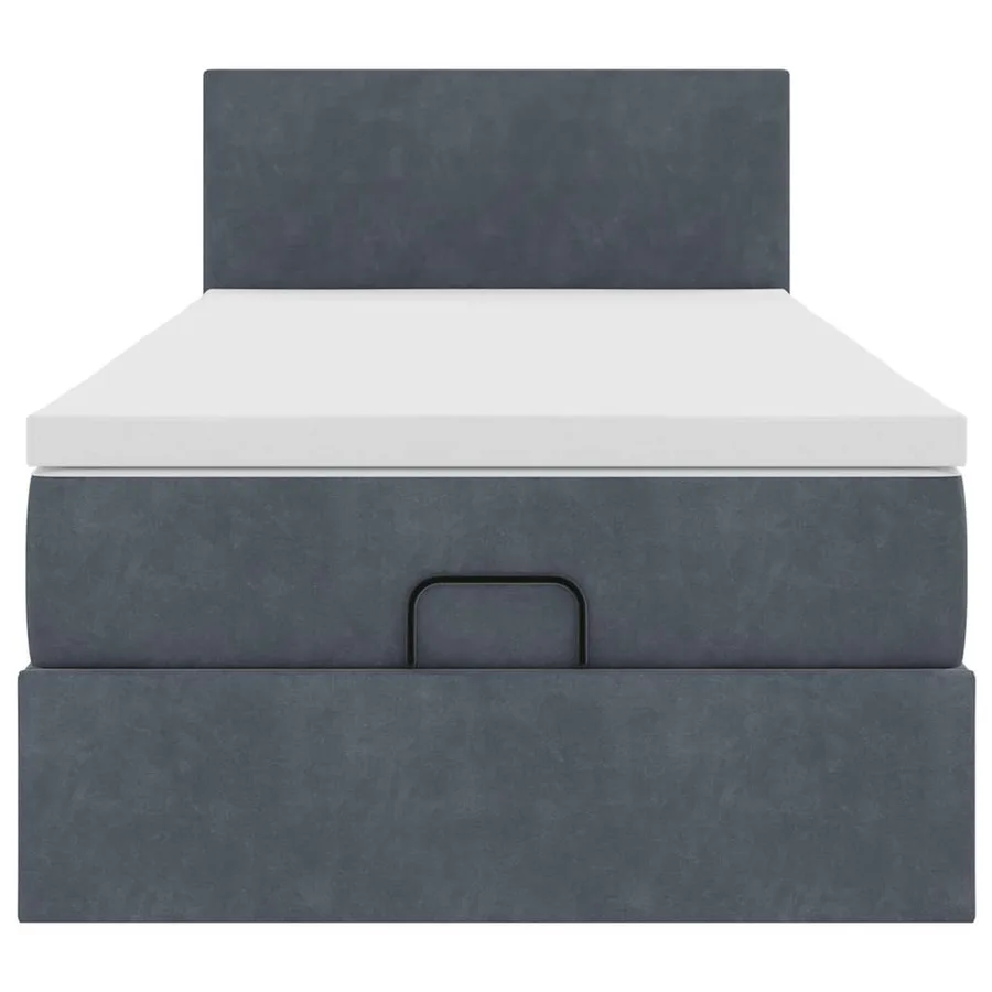 Cadre de lit ottoman avec matelas gris foncé 100x200 cm velours - 6