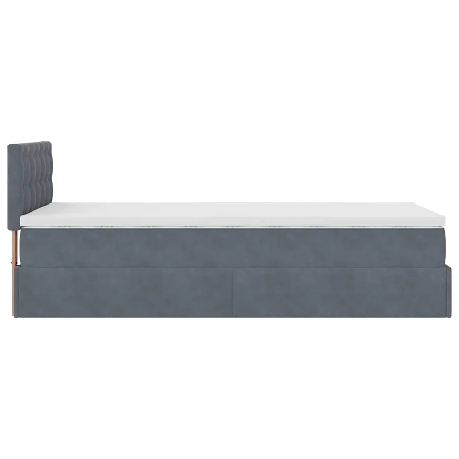 Cadre de lit ottoman avec matelas gris foncé 100x200 cm velours - 11
