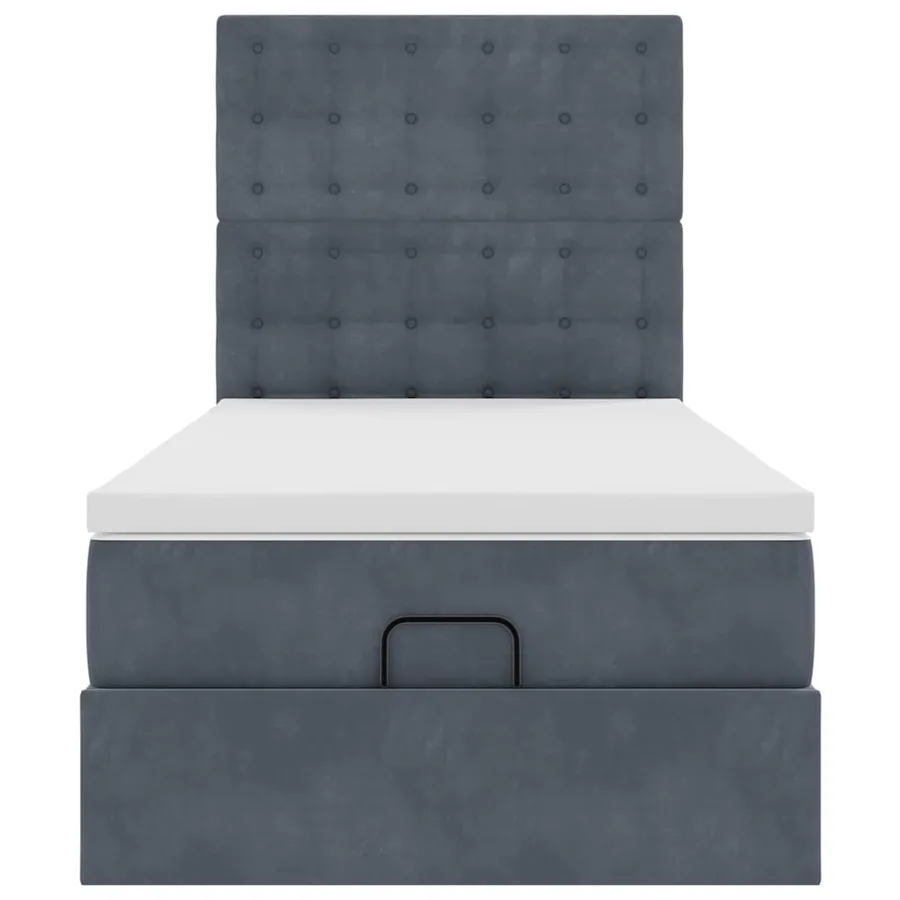 Cadre de lit ottoman avec matelas gris foncé 100x200 cm velours - 7