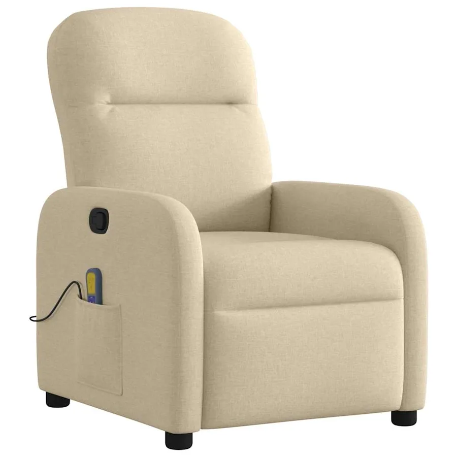 Fauteuil de massage inclinable Crème Tissu - 2