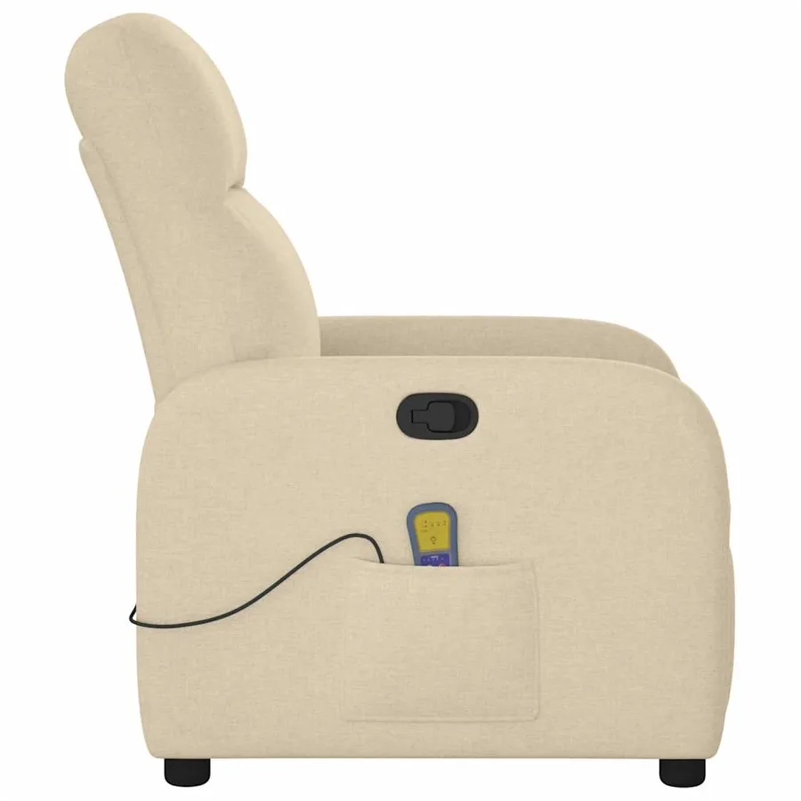 Fauteuil de massage inclinable Crème Tissu - 4