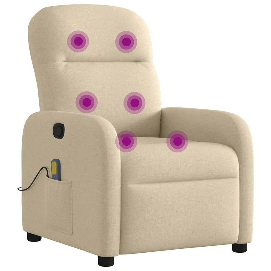 Fauteuil de massage inclinable Crème Tissu - 6