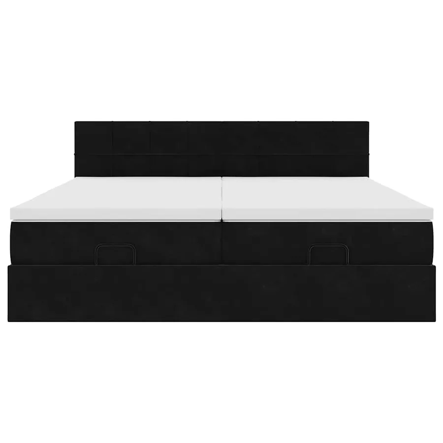 Cadre de lit ottoman avec matelas noir 180x200cm velours - 8
