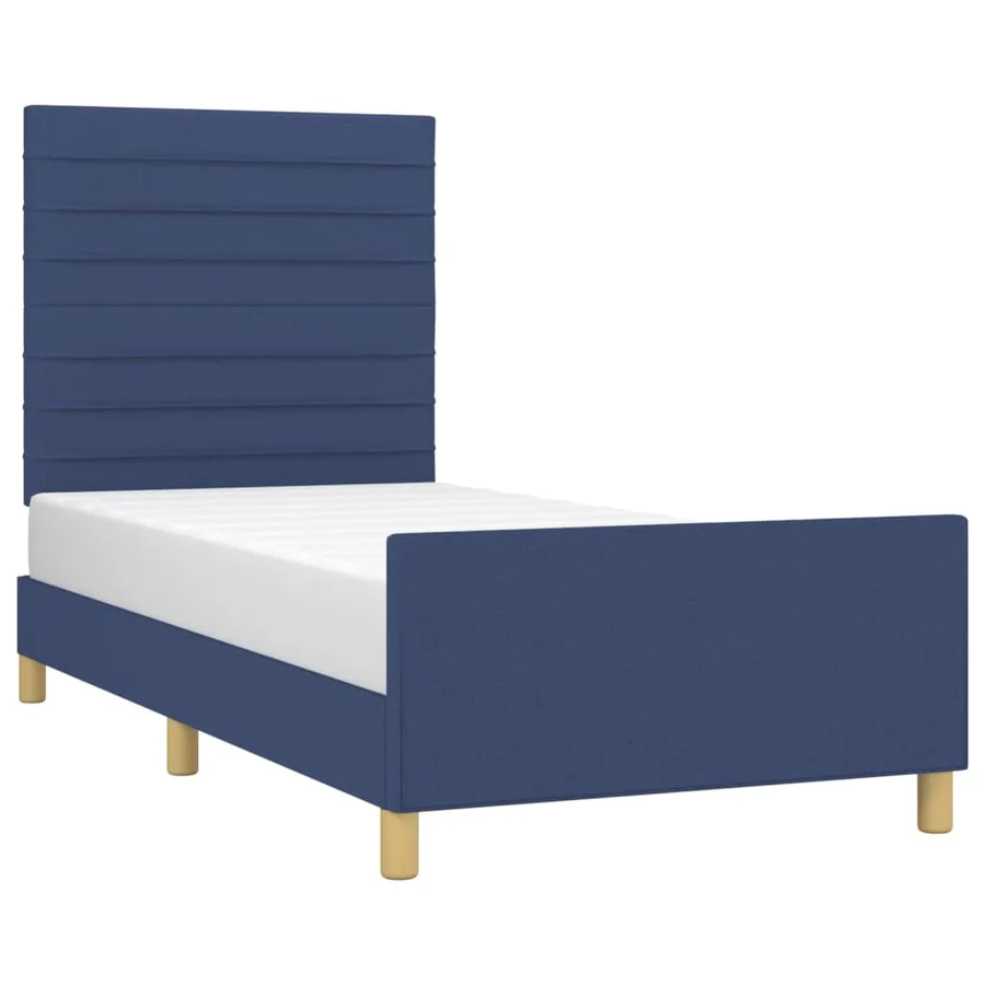 Cadre de lit sans matelas bleu 90x190 cm tissu - 3