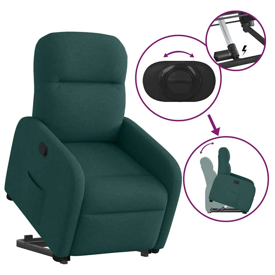 Fauteuil inclinable vert foncé tissu - 9