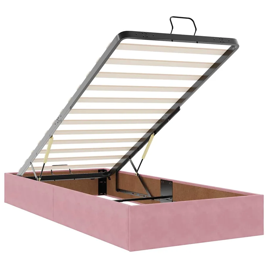 Cadre de lit ottoman avec matelas rose 90x200 cm velours - 10