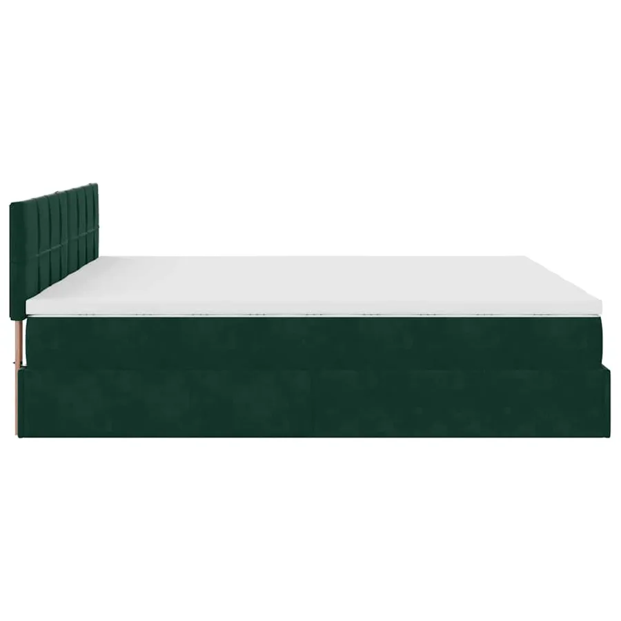 Cadre de lit ottoman avec matelas vert foncé 200x200 cm velours - 10