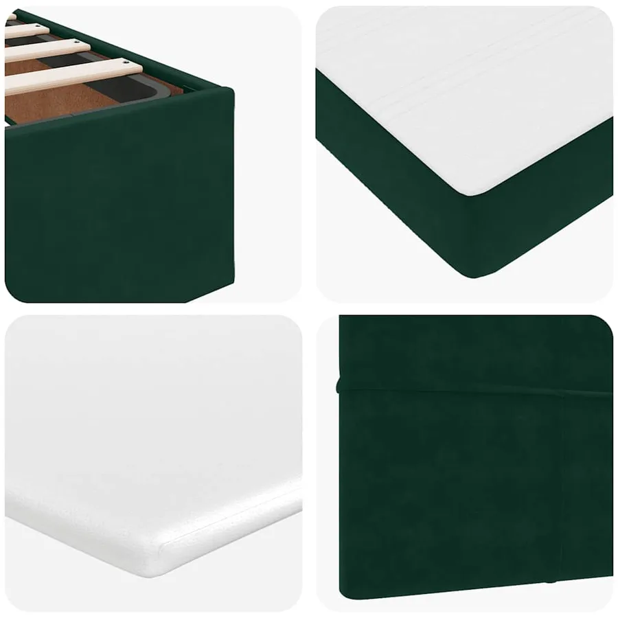 Cadre de lit ottoman avec matelas vert foncé 200x200 cm velours - 14