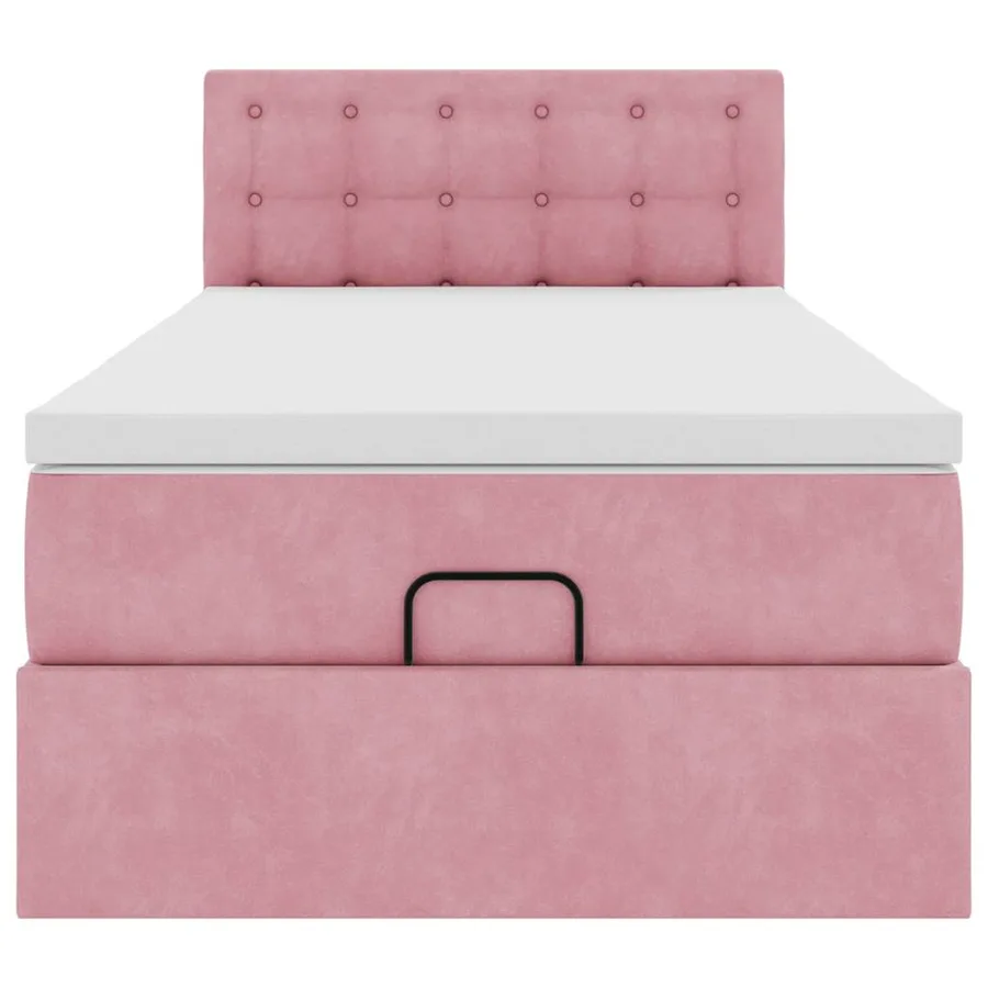 Cadre de lit ottoman avec matelas rose 90x200 cm velours - 7