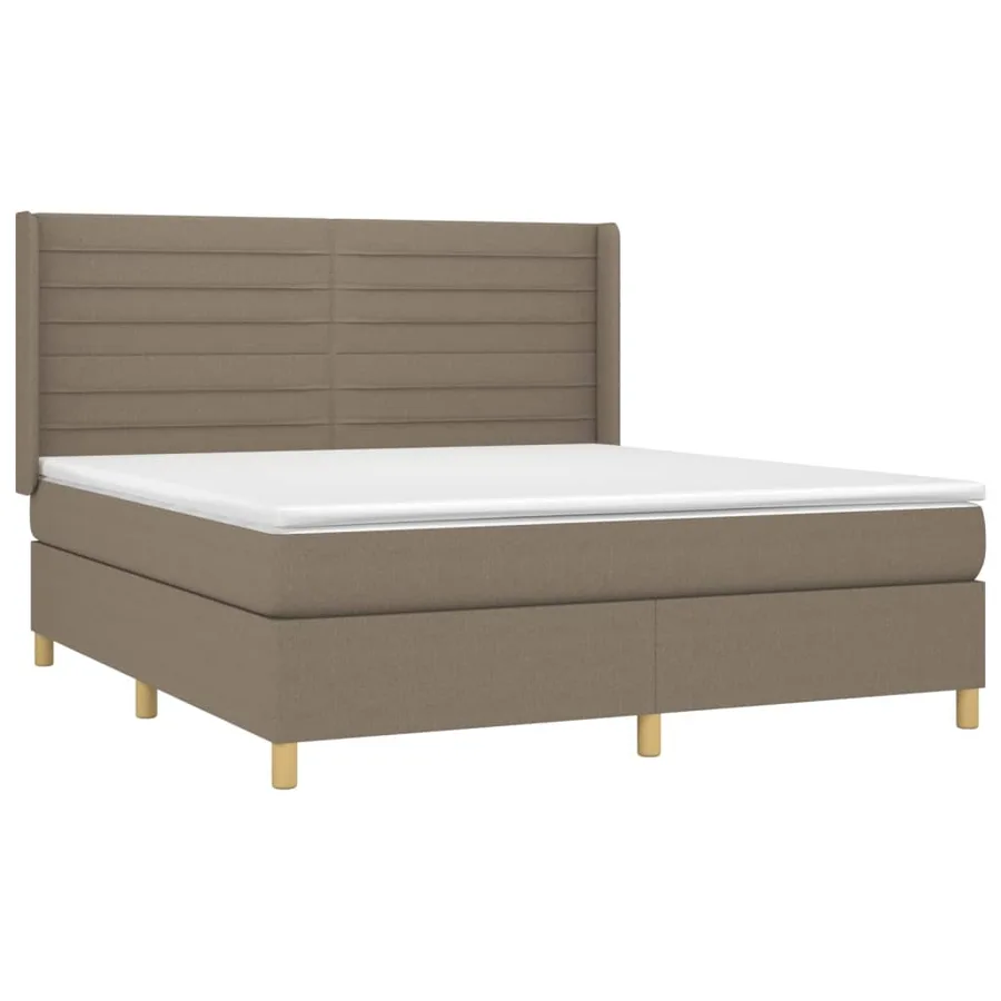 Sommier à lattes de lit matelas et LED Taupe 180x200 cm Tissu - 4
