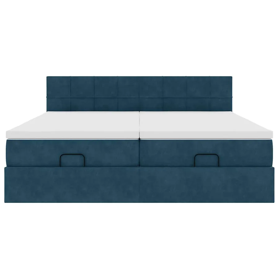 Cadre de lit ottoman avec matelas bleu foncé 180x200 cm velours - 8