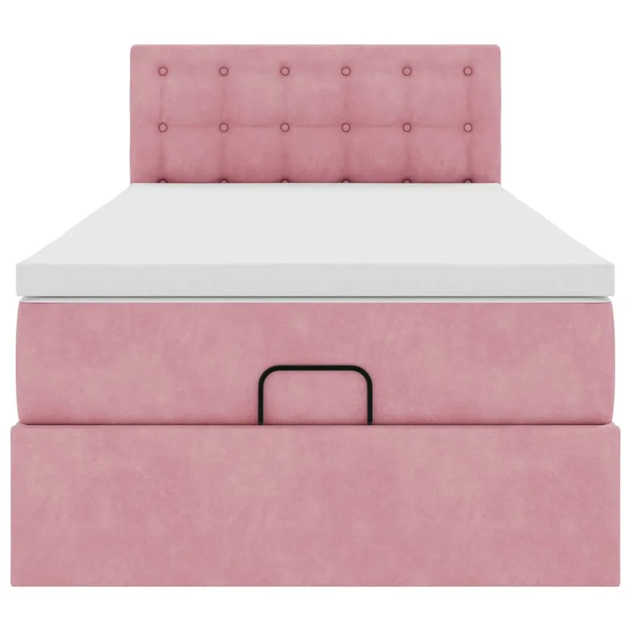 Cadre de lit ottoman avec matelas rose 90x200 cm velours - 7
