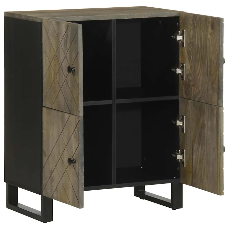 Buffet noir 60x33x75 cm bois massif de manguier - 2