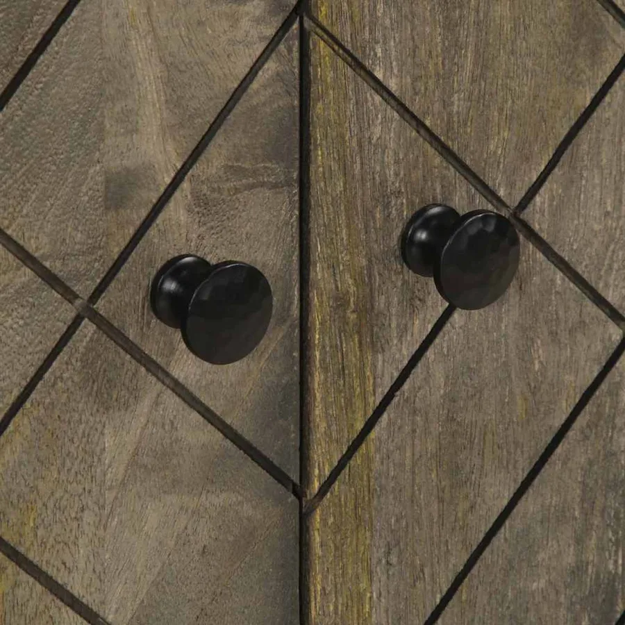 Buffet noir 60x33x75 cm bois massif de manguier - 7
