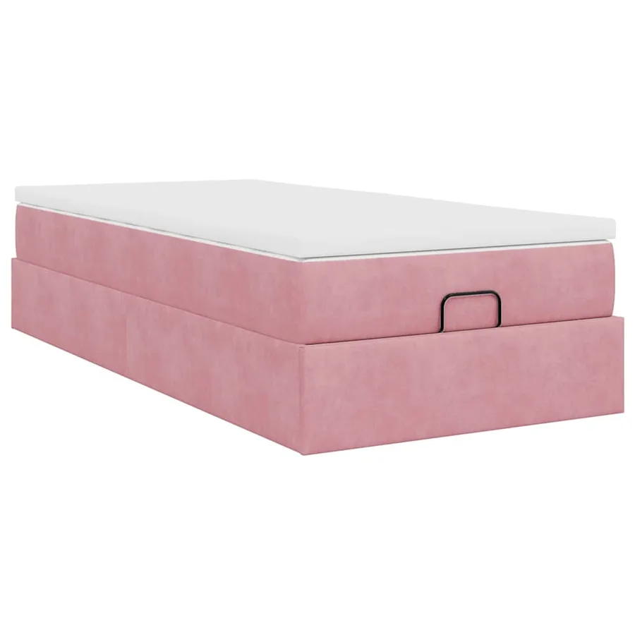 Cadre de lit ottoman avec matelas rose 90x200 cm velours - 10