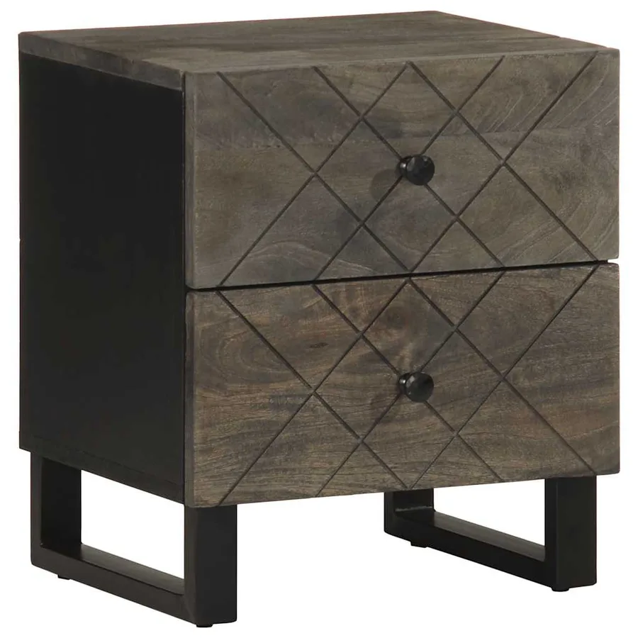 Tables de chevet 2 pcs noir 40x33x46 cm bois de manguier solide - 2