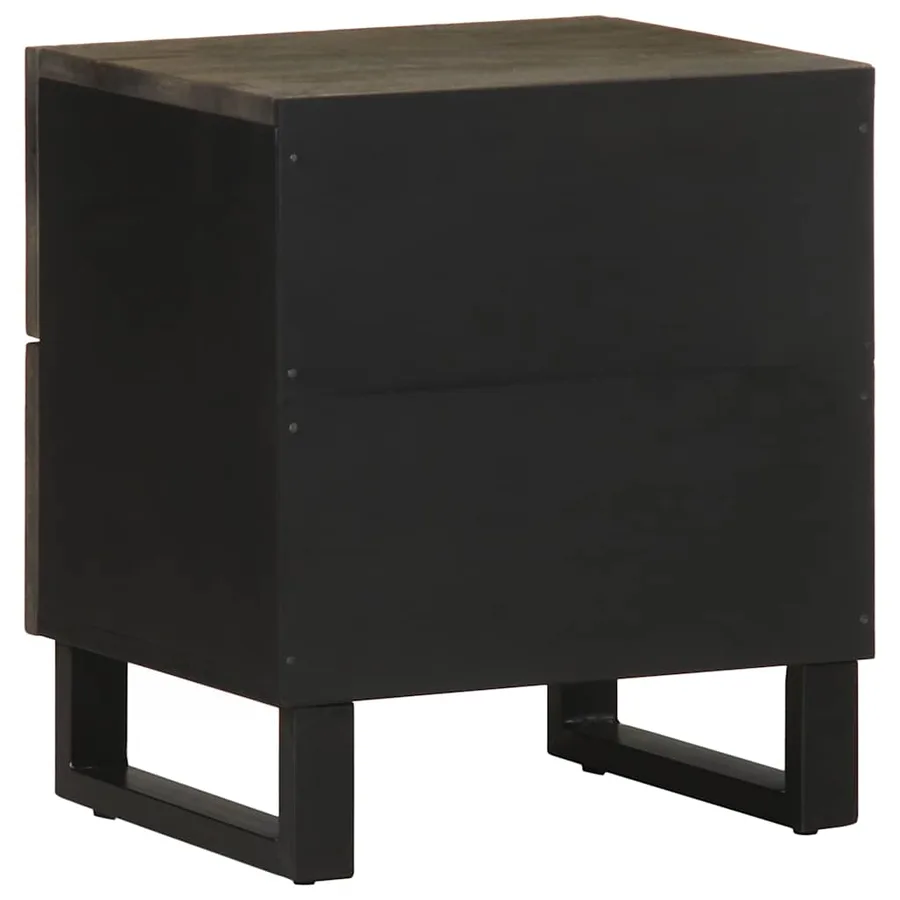 Tables de chevet 2 pcs noir 40x33x46 cm bois de manguier solide - 6