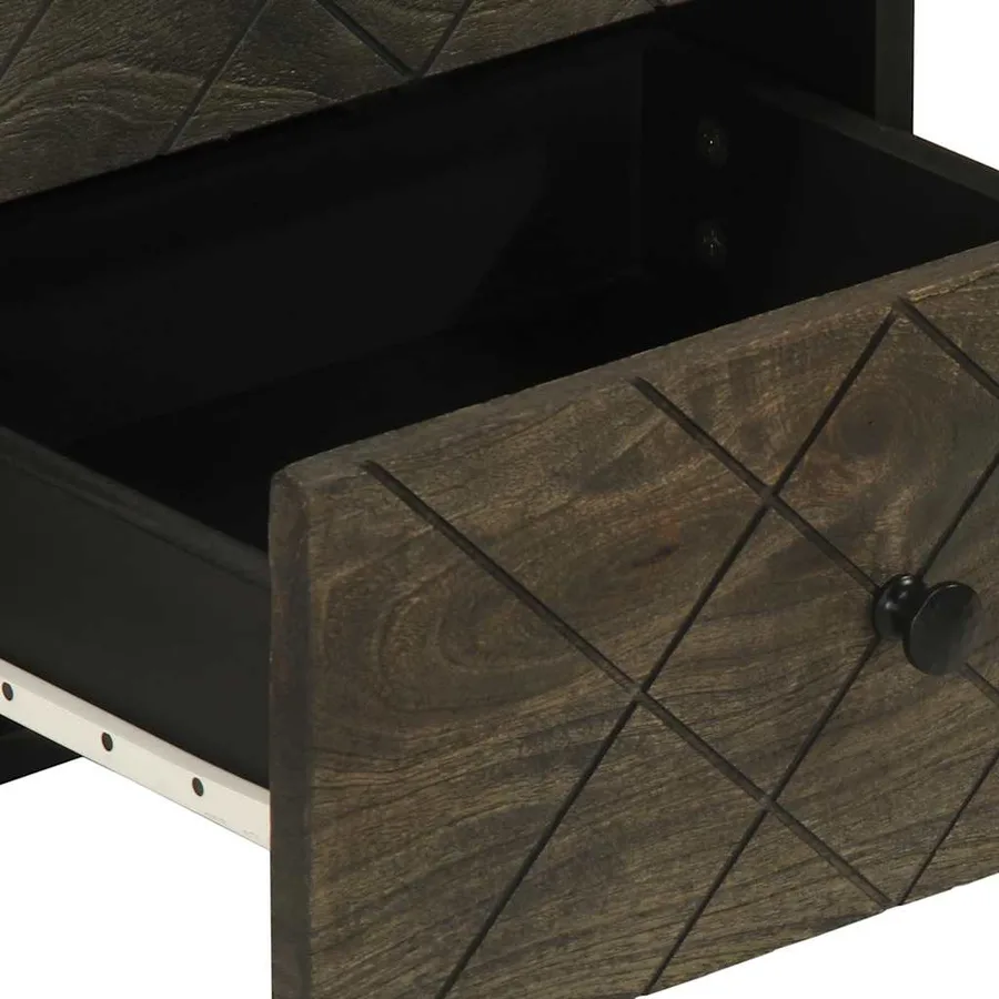 Tables de chevet 2 pcs noir 40x33x46 cm bois de manguier solide - 8
