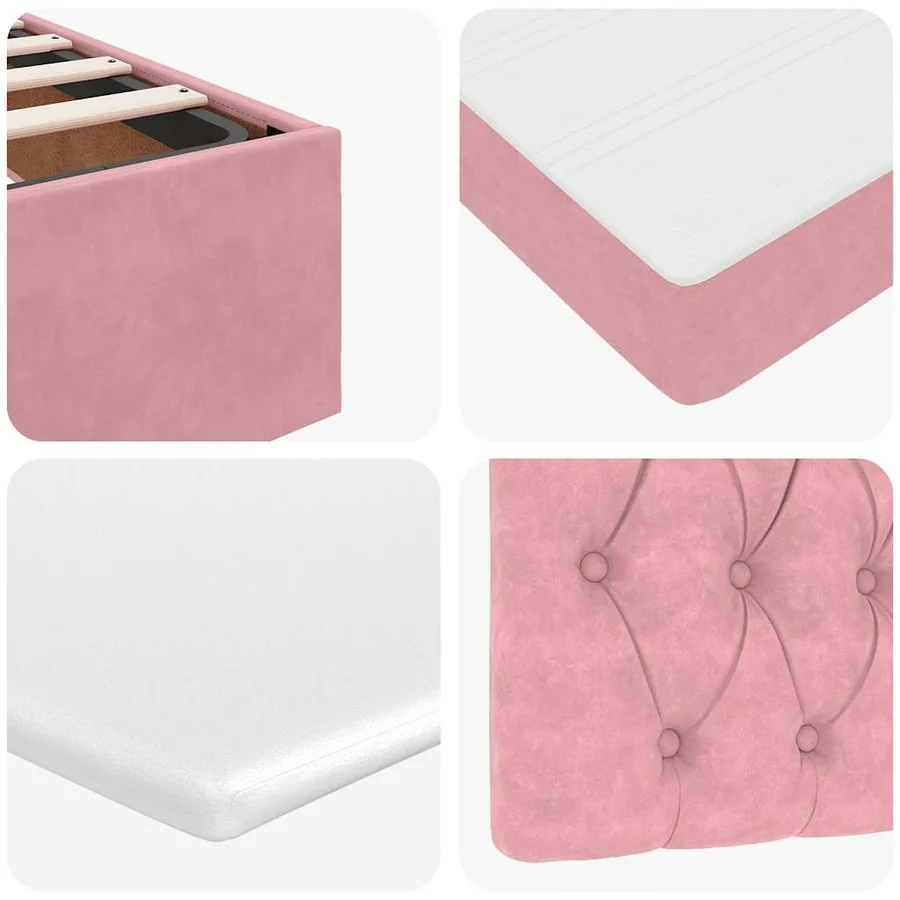 Cadre de lit ottoman avec matelas rose 180x200 cm velours - 14