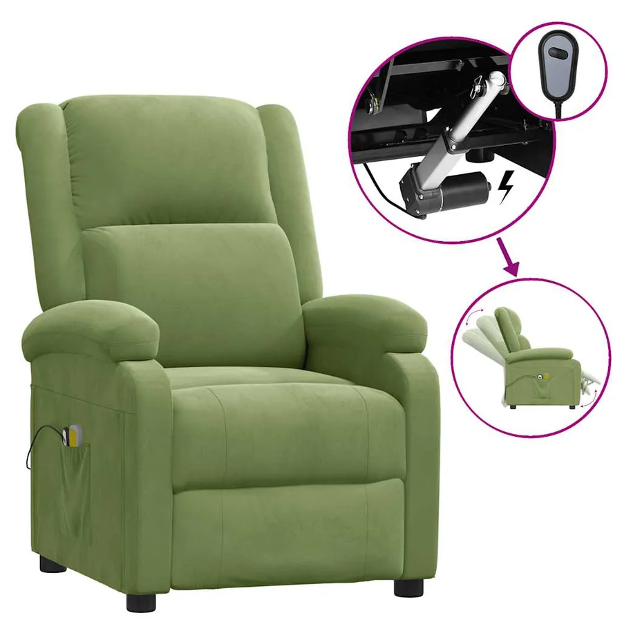 Fauteuil électrique de massage Vert clair velours - 2