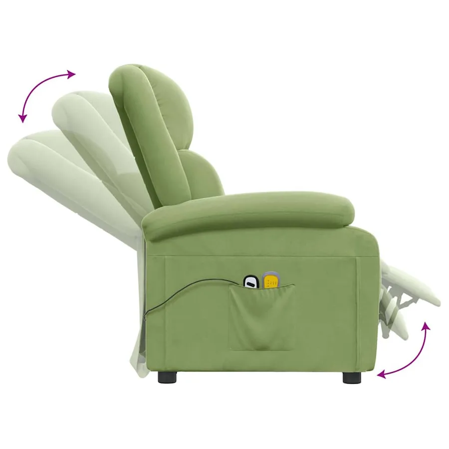 Fauteuil électrique de massage Vert clair velours - 7