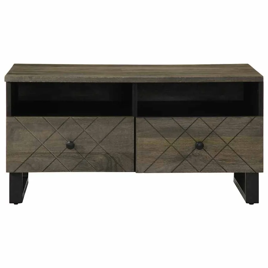 Table basse noir 80x54x40 cm bois massif de manguier - 3