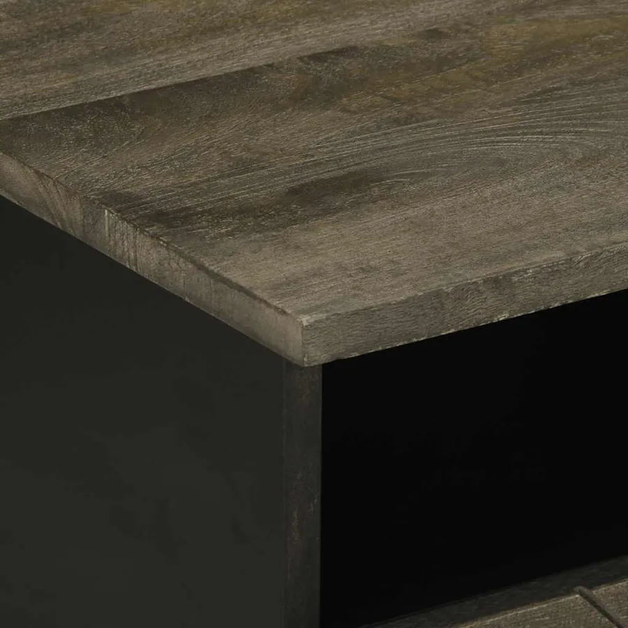 Table basse noir 80x54x40 cm bois massif de manguier - 6