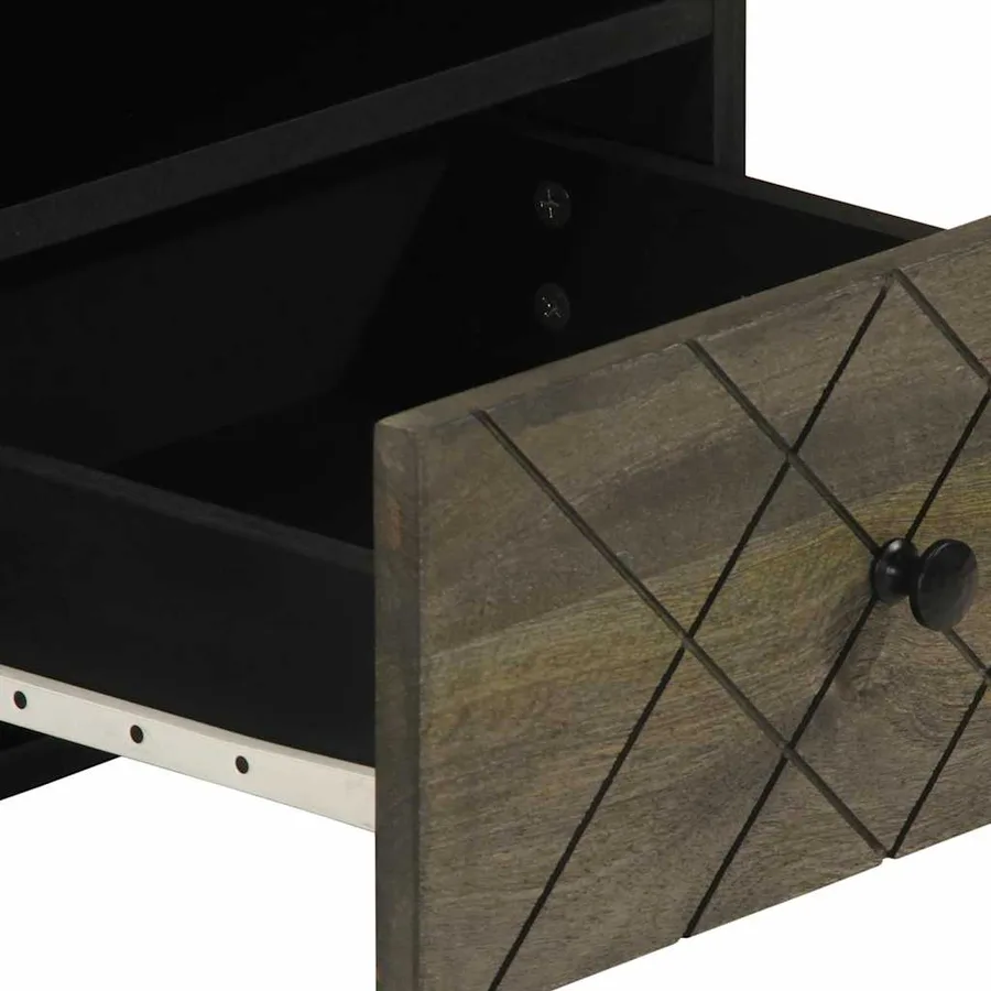 Table basse noir 80x54x40 cm bois massif de manguier - 7