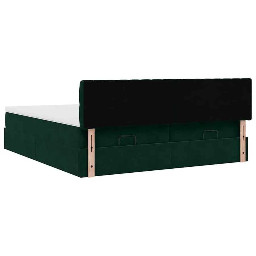 Cadre de lit ottoman avec matelas vert foncé 180x200cm velours - 12