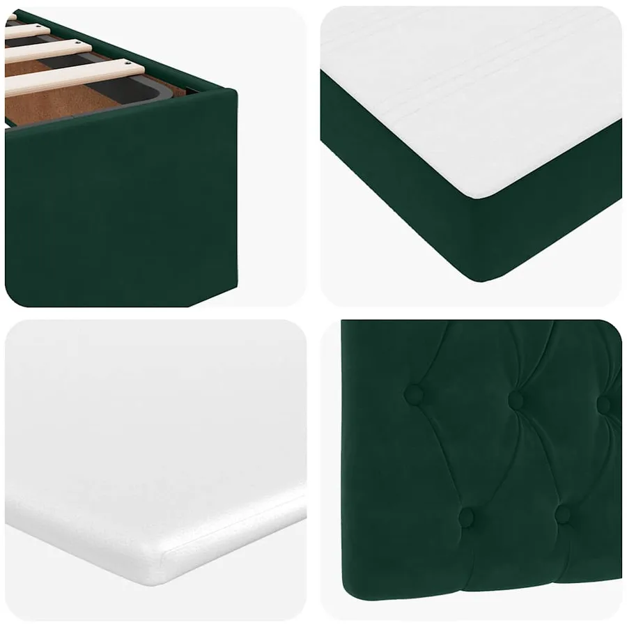 Cadre de lit ottoman avec matelas vert foncé 180x200cm velours - 14